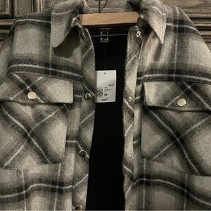 Forever21 Black plaid fleece shacket